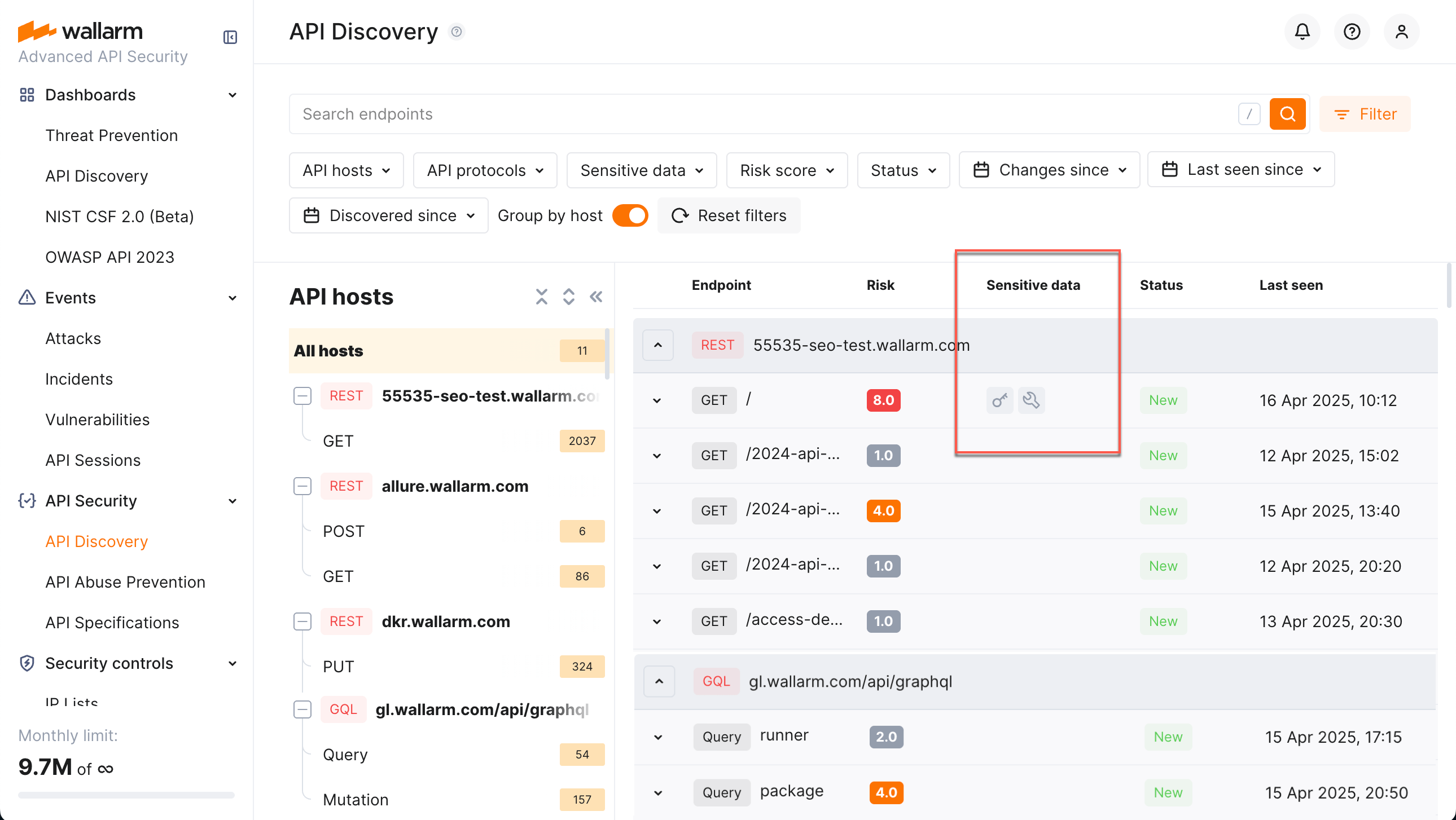 API Discovery - sensitive data