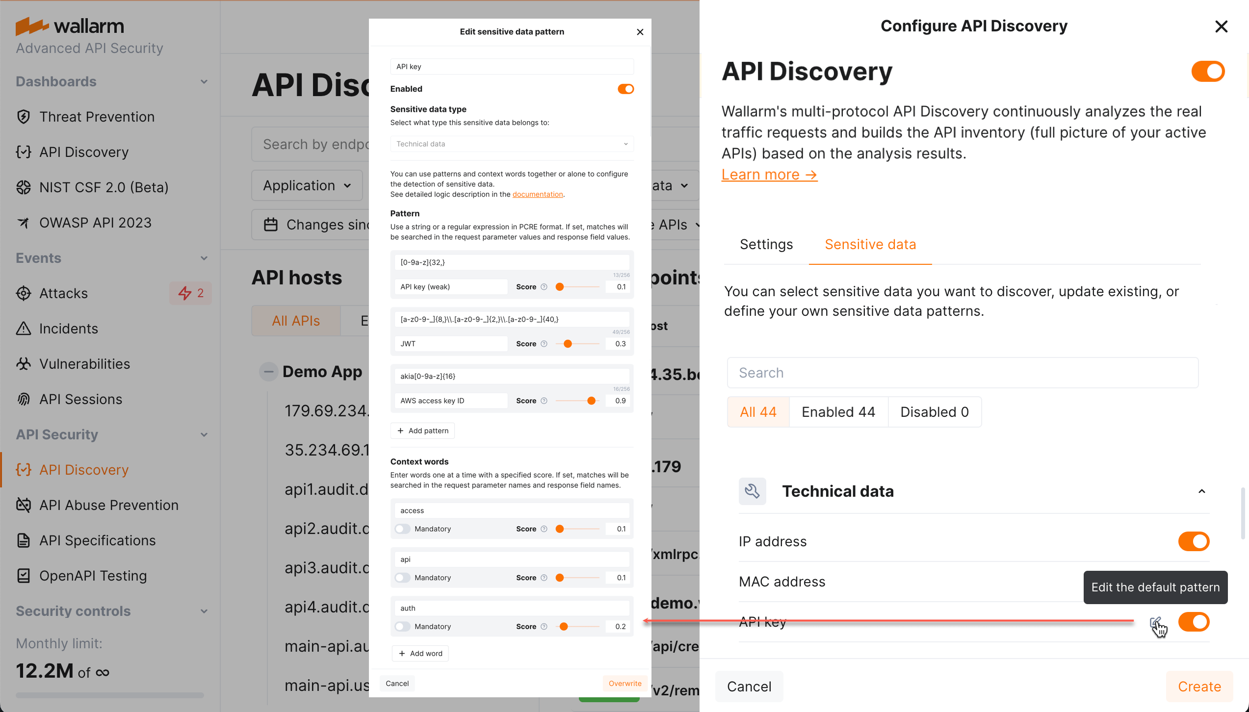 API Discovery – Settings - Sensitive data