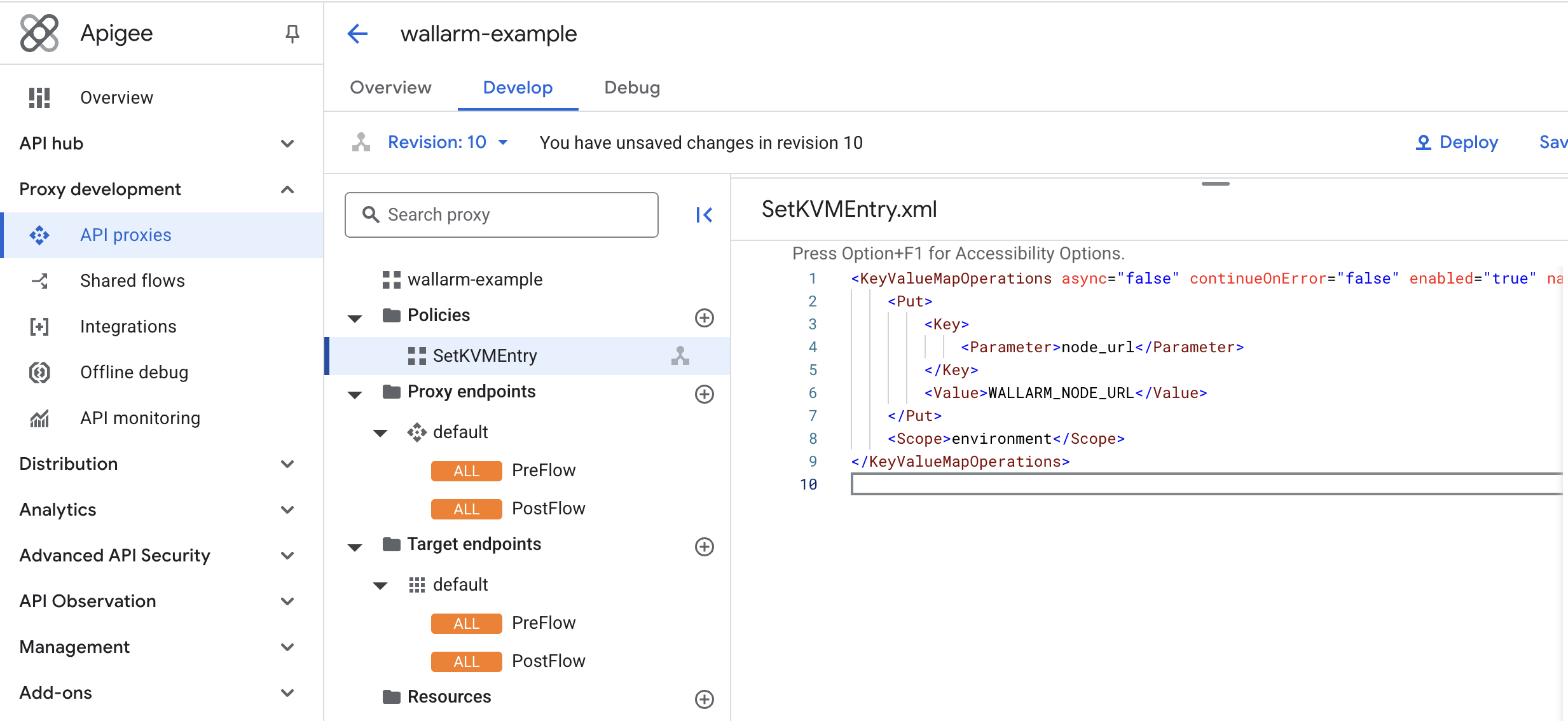 Entries in WallarmConfig KVM for Apigee